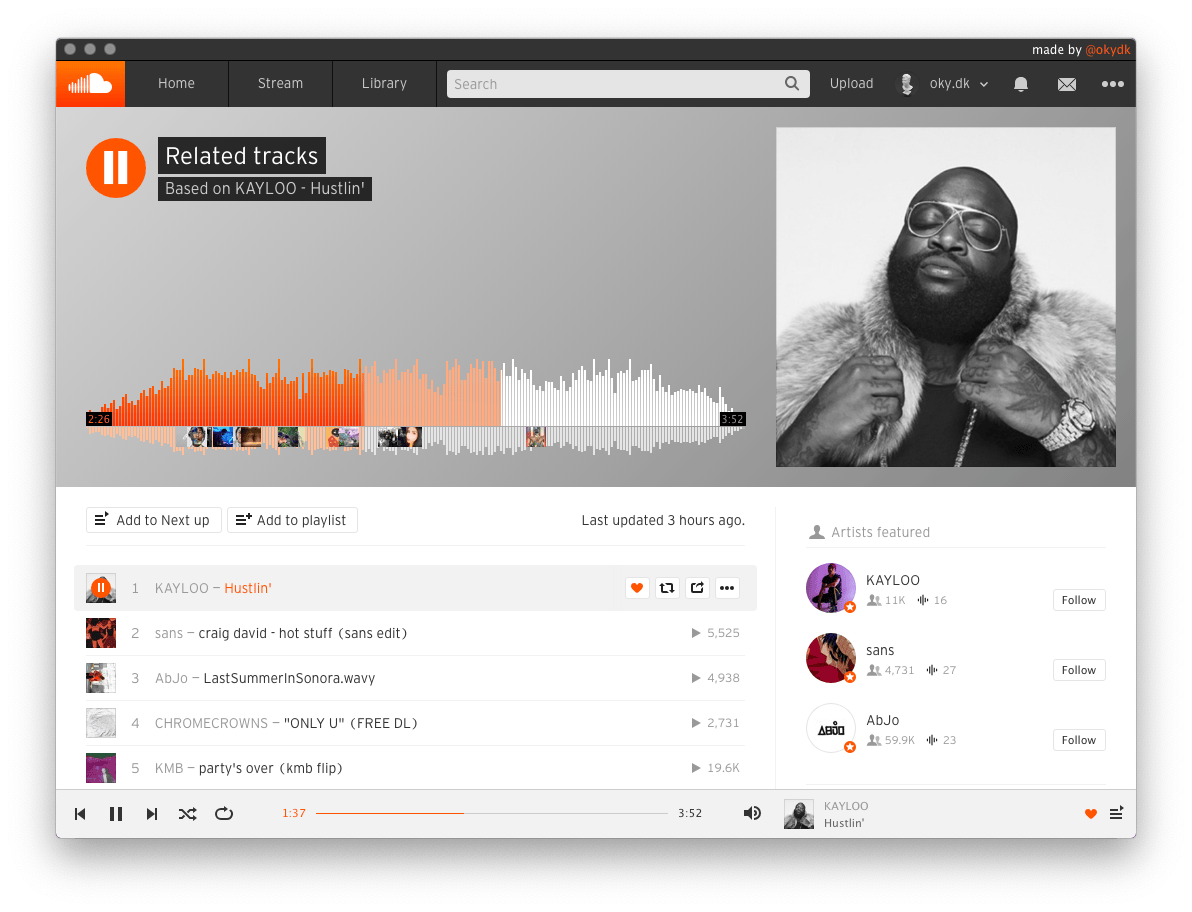 SoundCloud — audio upload and distribution dashboard