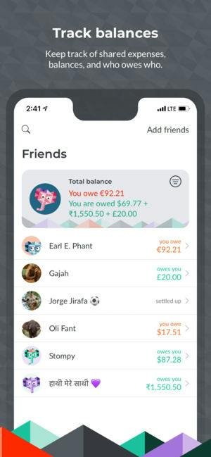 Splitwise — shared expense tracking app