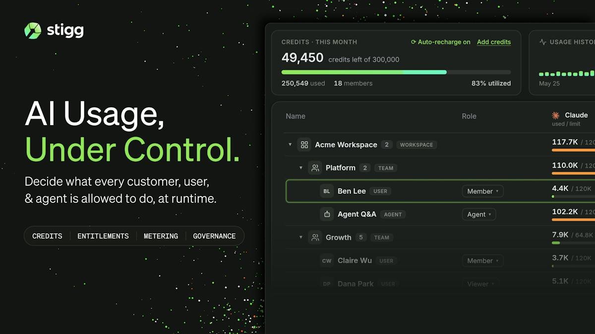 Stigg — usage metering and entitlements dashboard