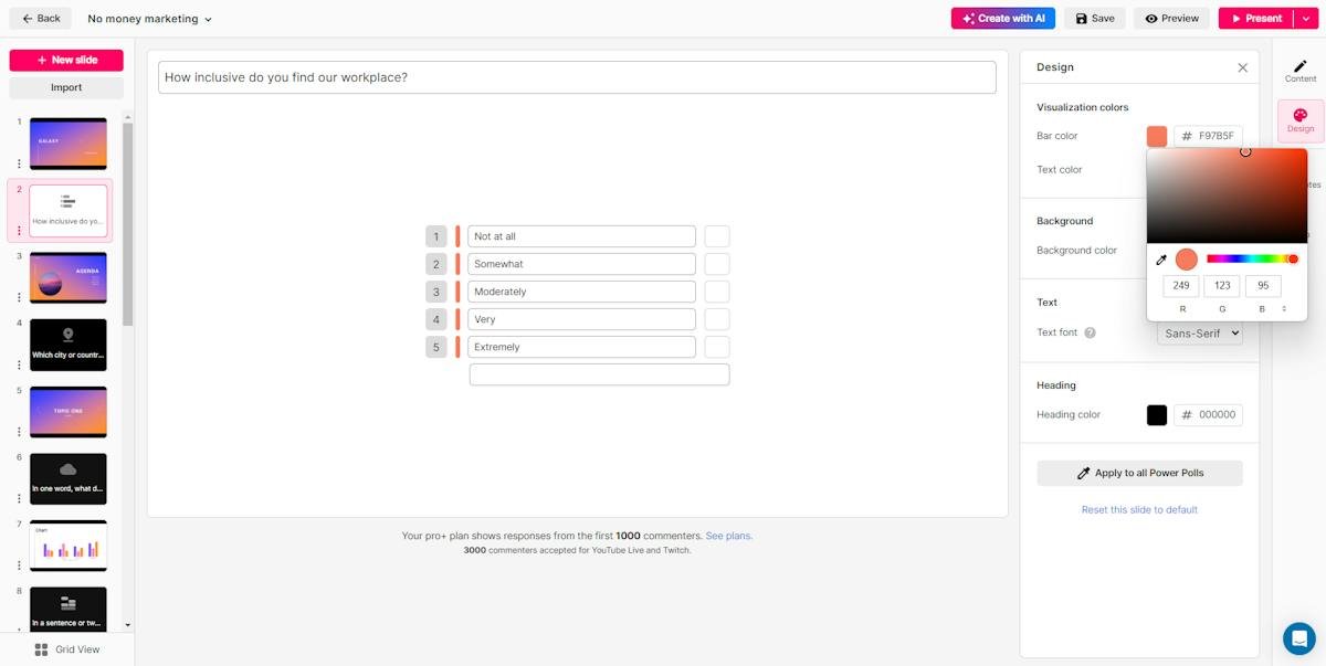 StreamAlive — interactive slide poll view