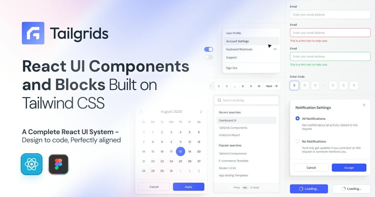 Tailgrids — React UI component blocks preview