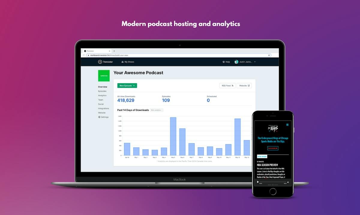 Transistor — podcast hosting dashboard with analytics
