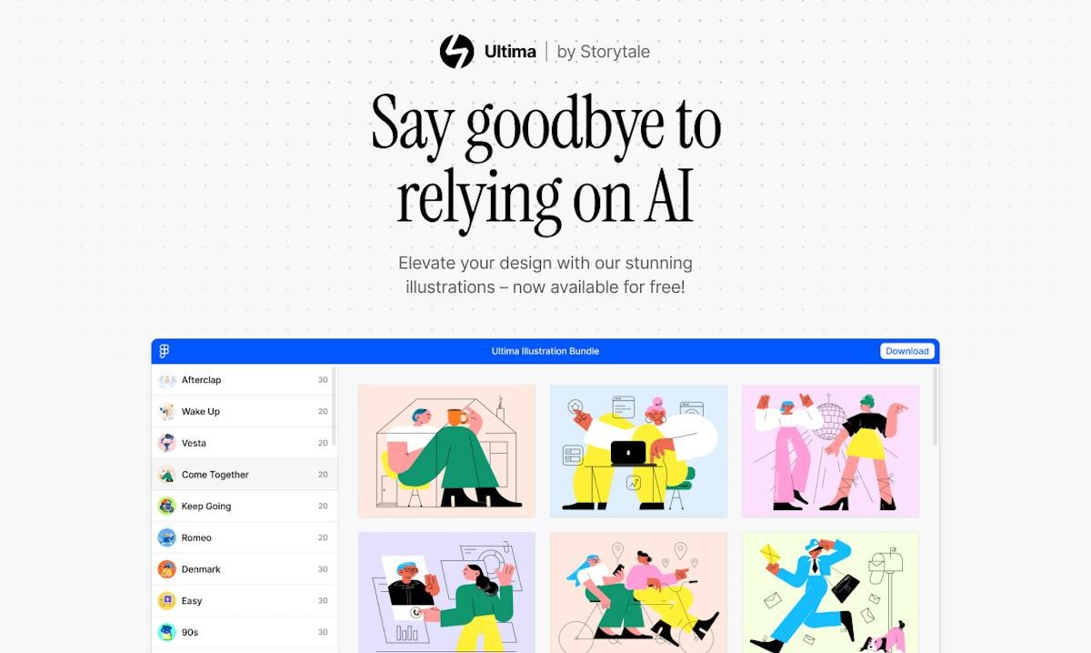 Ultima — illustration pack shown inside a Figma file