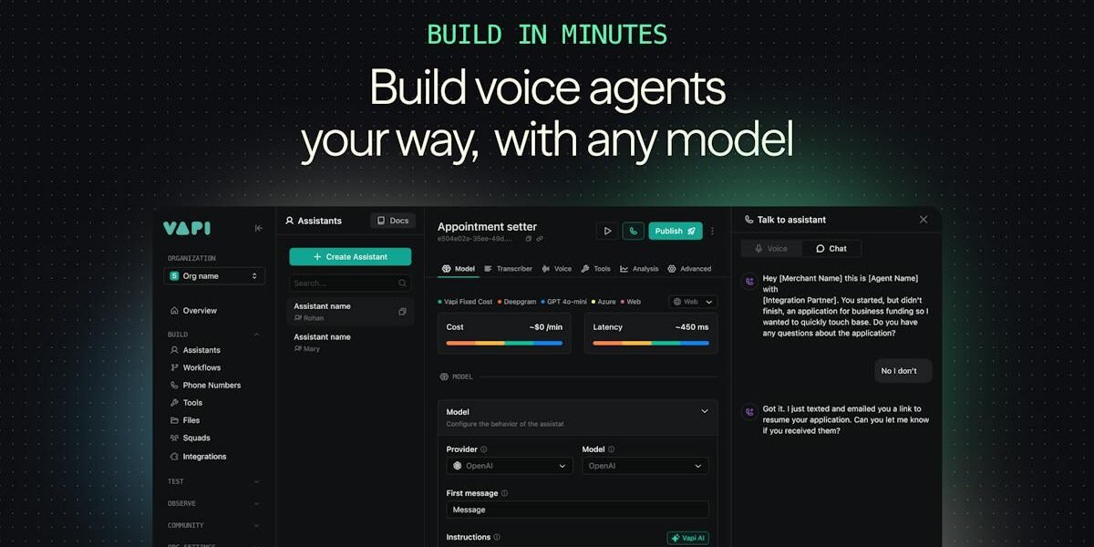 Vapi — voice agent builder dashboard