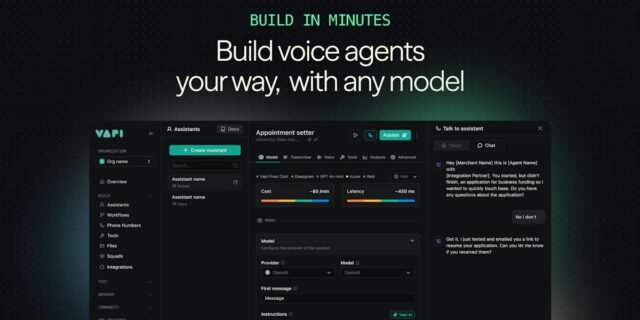 Vapi — voice agent builder dashboard