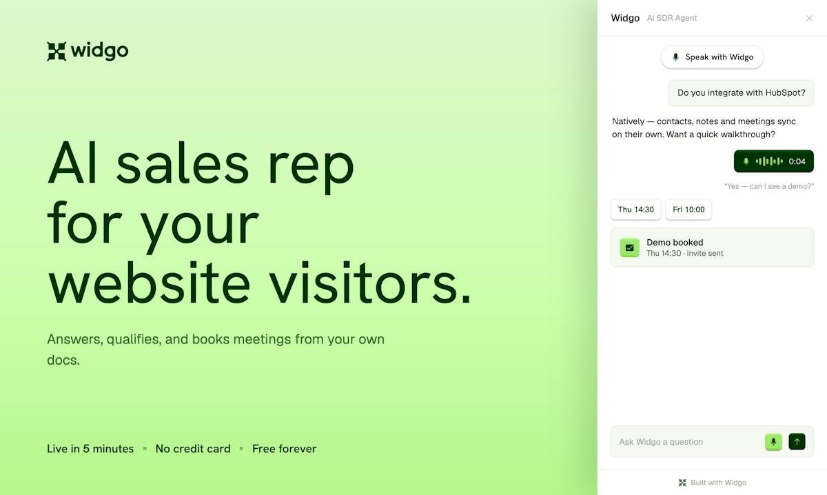 Widgo — website visitor chat and intent score