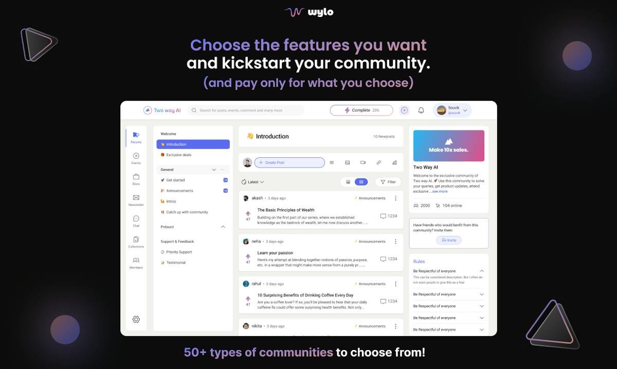 Wylo — white-labeled community dashboard