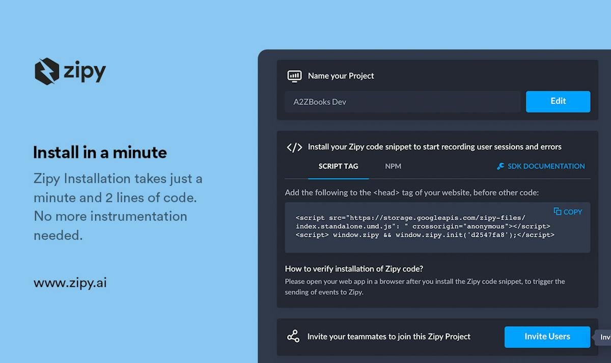 Zipy — session replay and error debugging view
