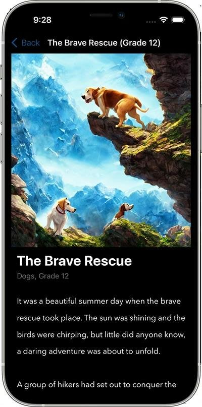Zora Learning — personalized reading story view