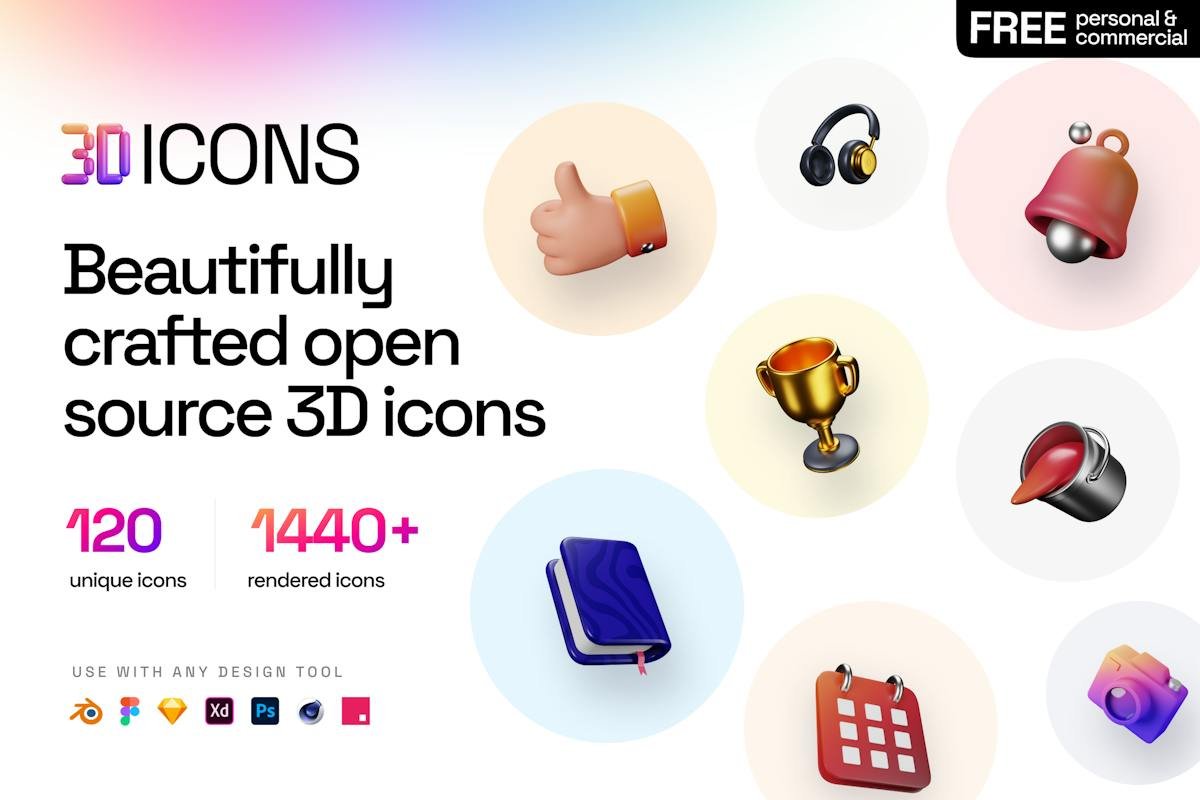 3dicons — grid of rendered 3D icon graphics