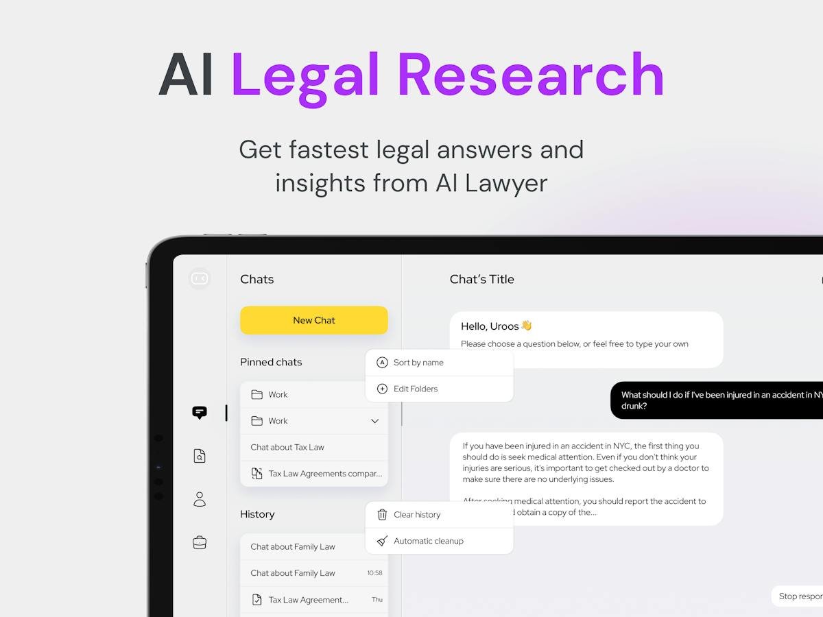 AI Lawyer — legal chat assistant answering a question