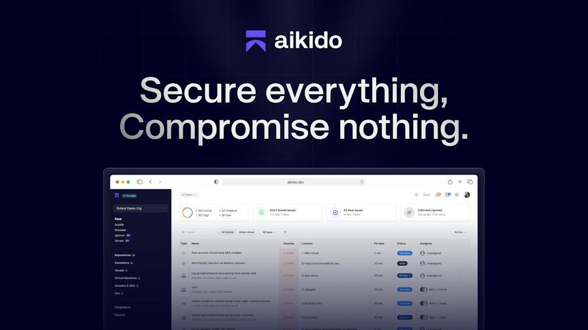 Aikido Security — vulnerability scanning dashboard