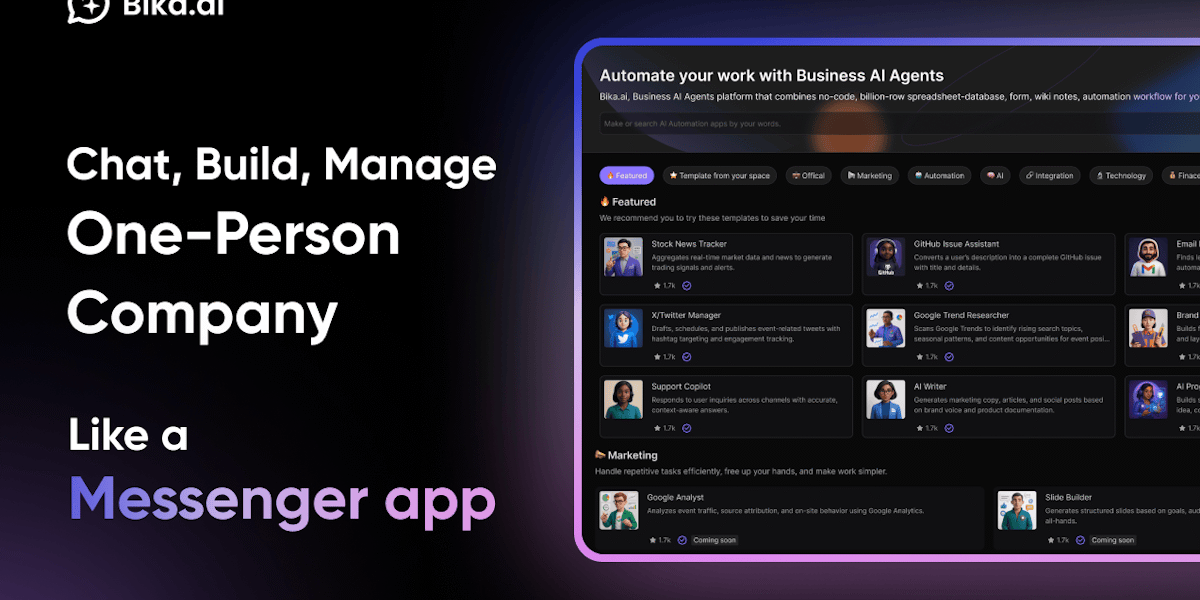 Bika.ai — AI agent chat and automation workspace