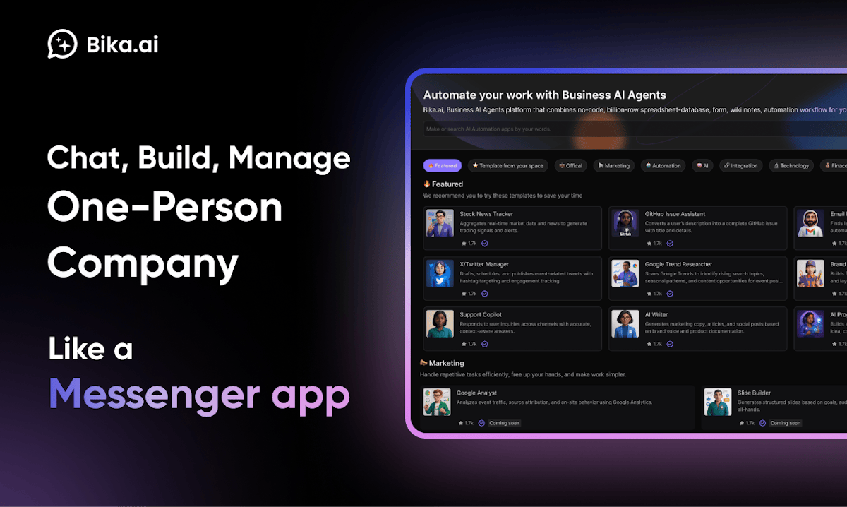 Bika.ai — AI agent chat and automation workspace