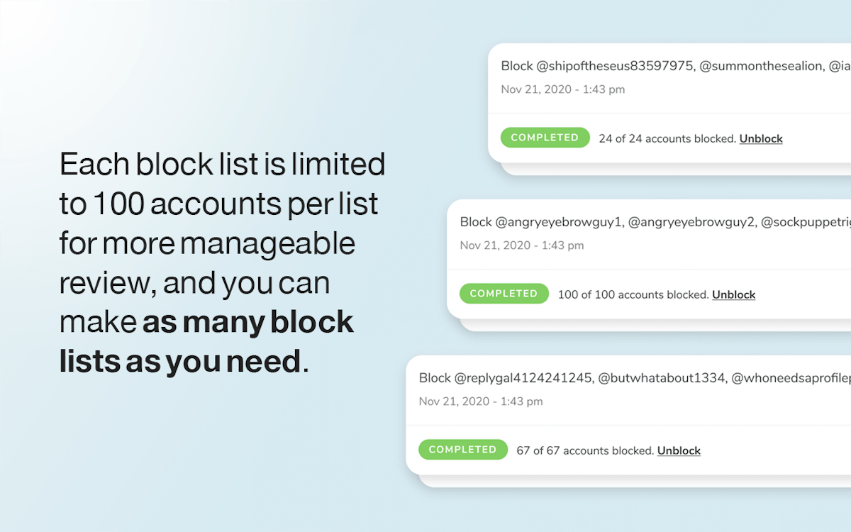 Block Party — privacy checklist dashboard view