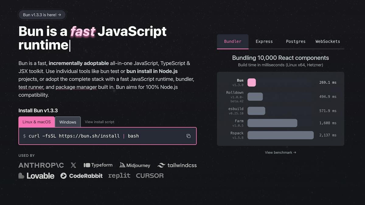 Bun — JavaScript runtime terminal output