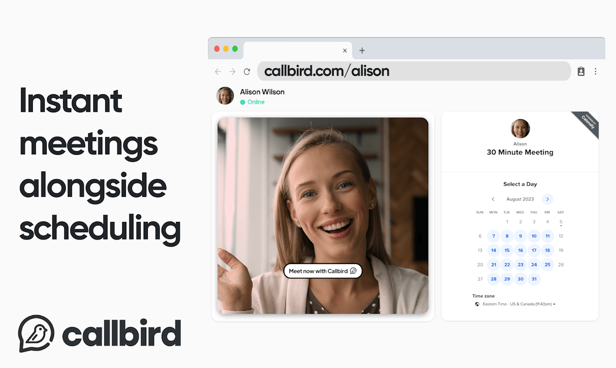 Callbird — instant video call landing page