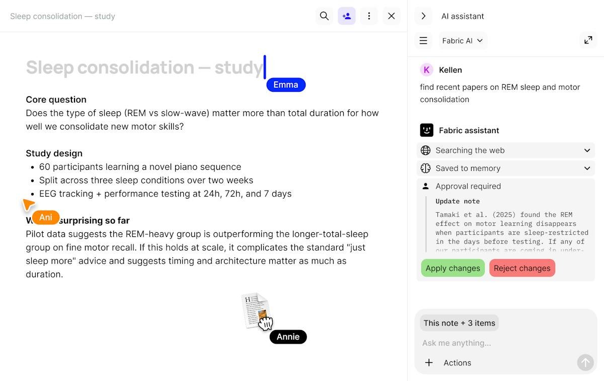 Fabric — AI workspace with notes and files