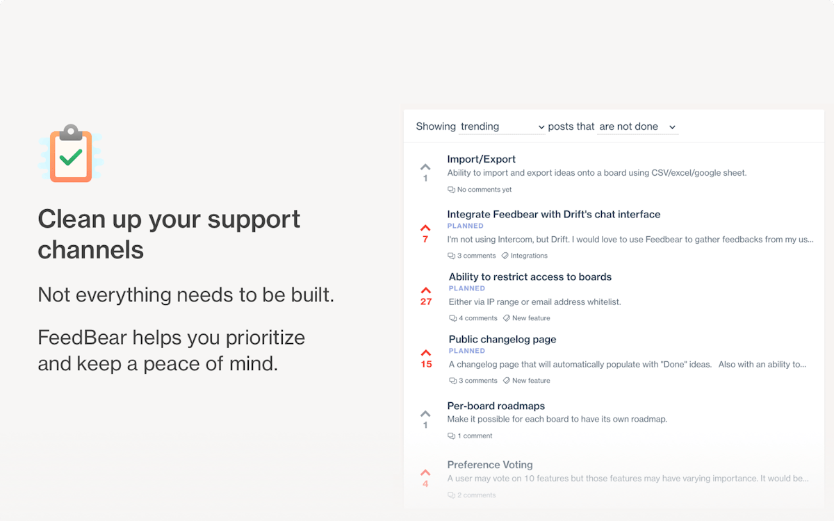 FeedBear — feedback board and roadmap interface