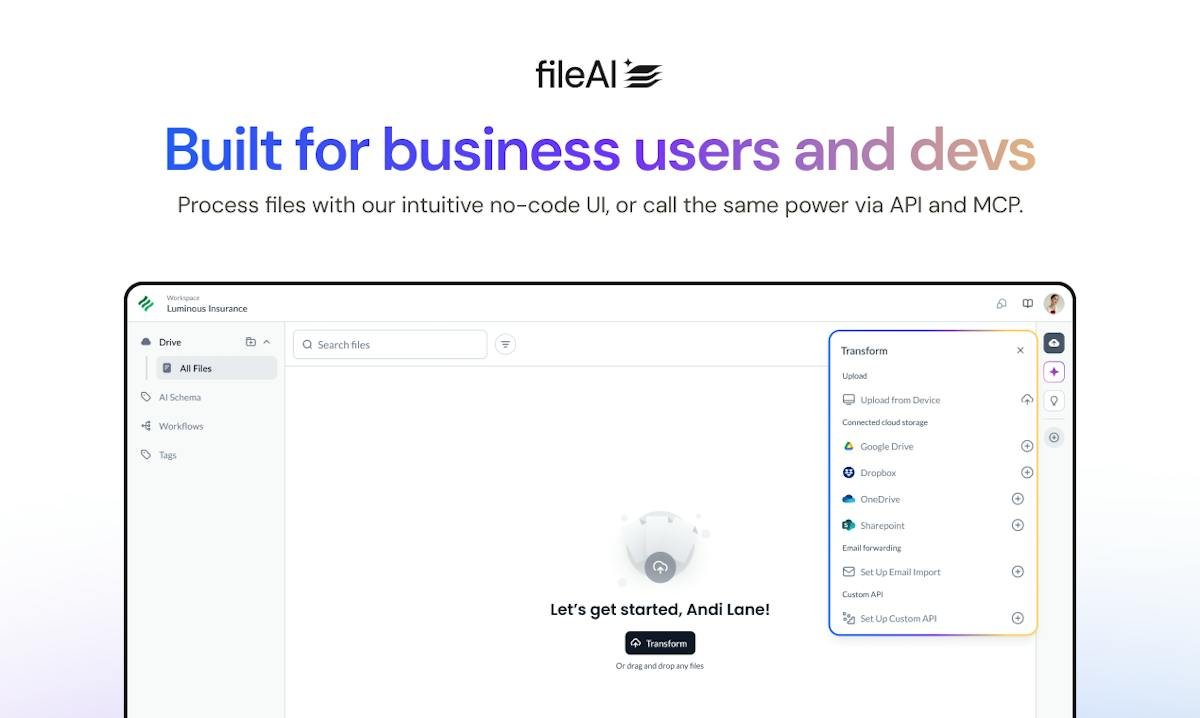 fileAI — document data extraction view