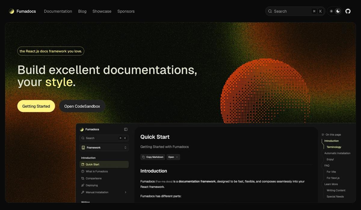 Fumadocs — React documentation framework layout