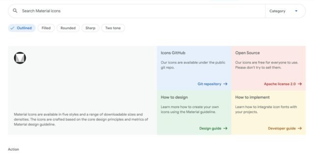 Google Fonts — typeface browsing grid with preview text