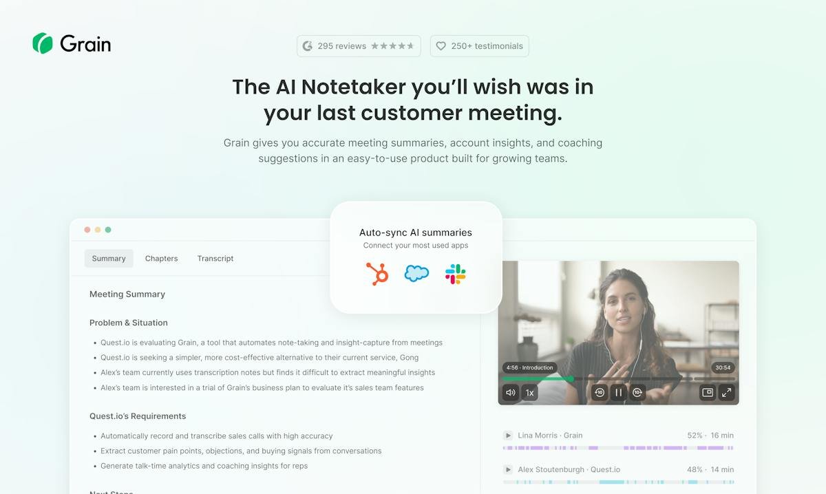 Grain — call highlights and insights view