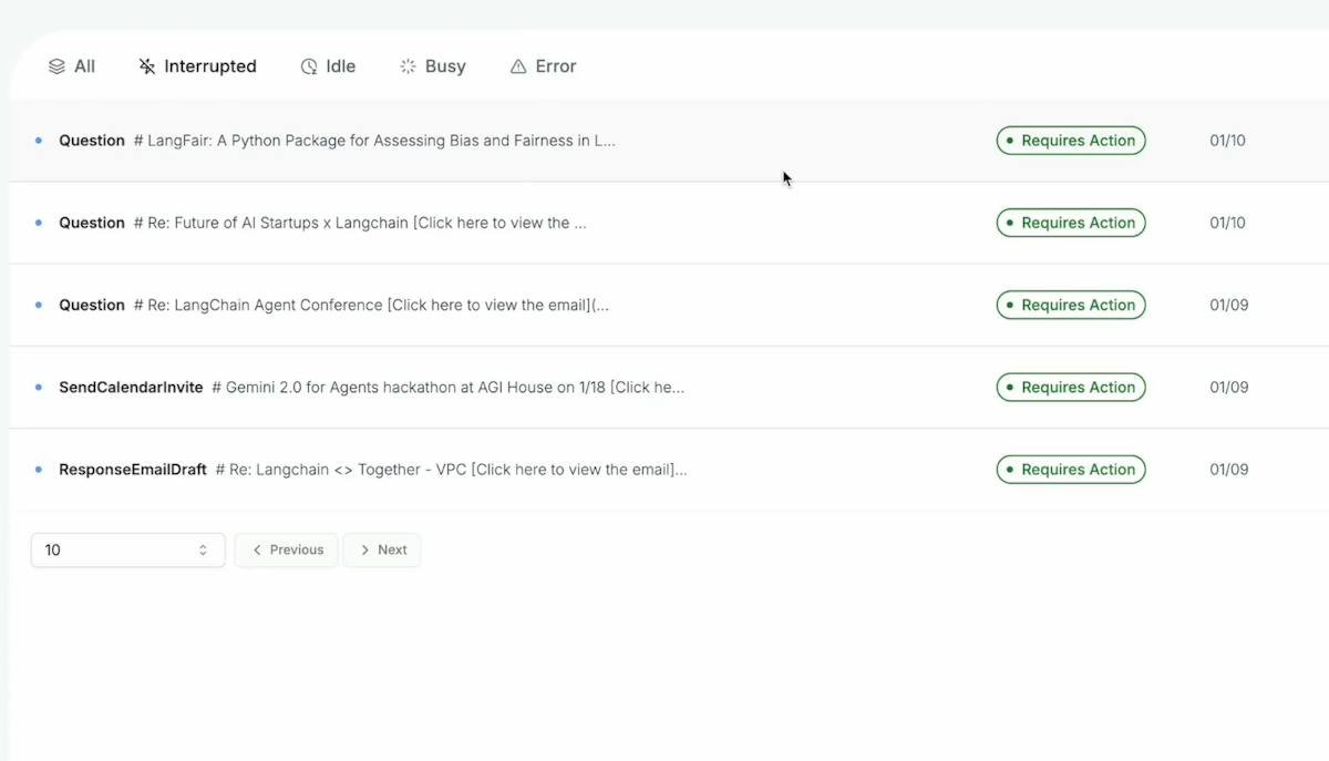 LangChain — AI application development dashboard
