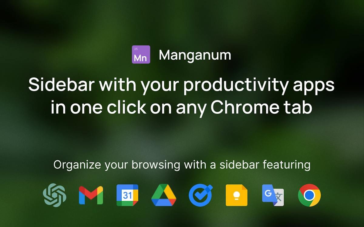 Manganum — browser sidebar with productivity apps