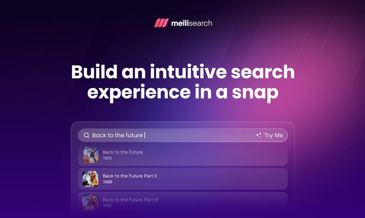 Meilisearch — search engine results and dashboard view