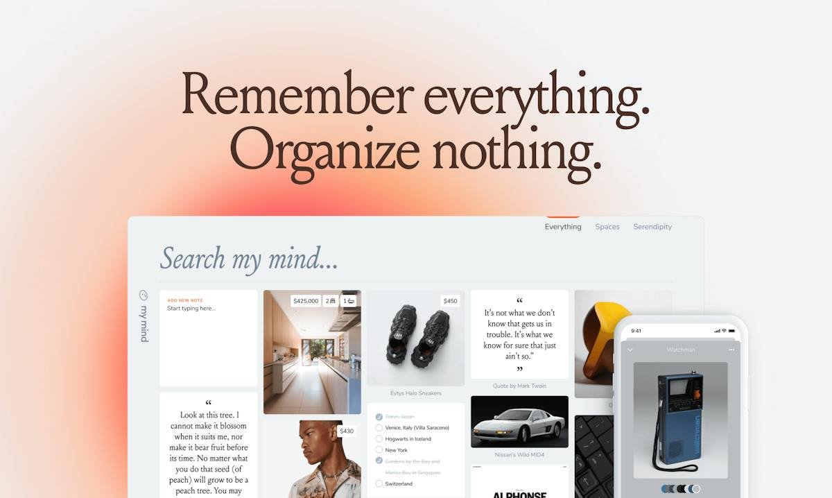 mymind — saved bookmarks and notes organized automatically