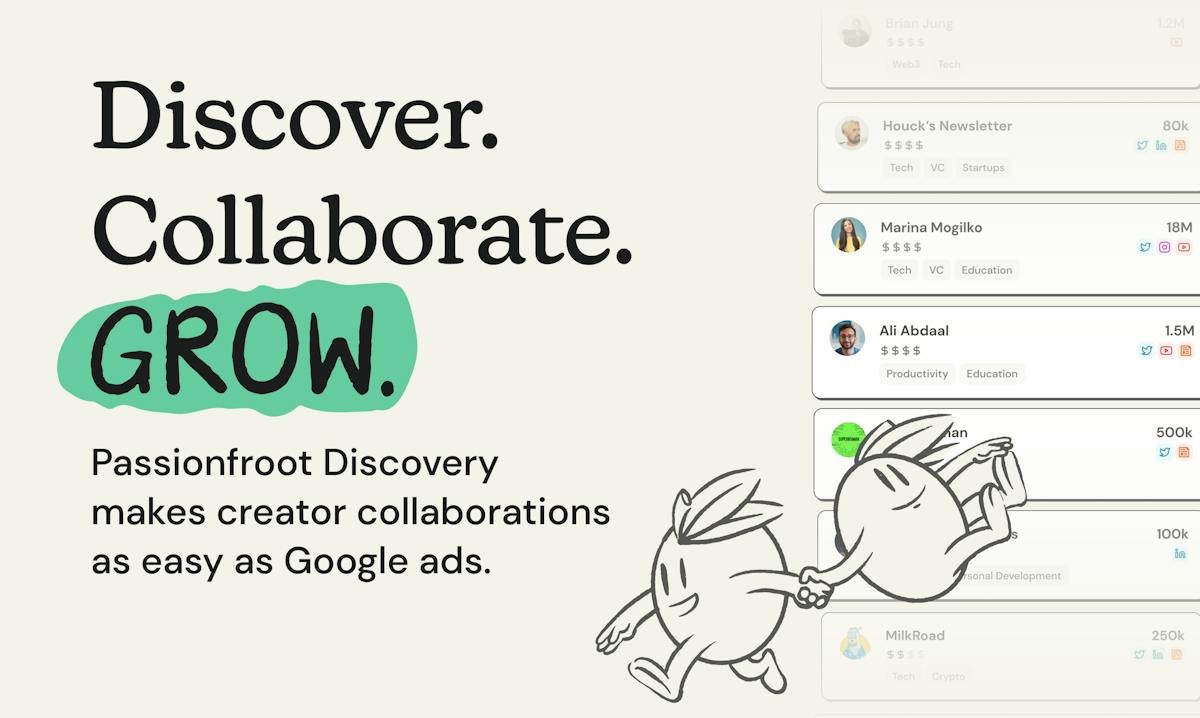 Passionfroot Discovery — creator search and campaign dashboard