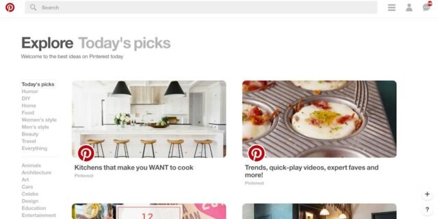 Pinterest — visual discovery feed of Pins and boards