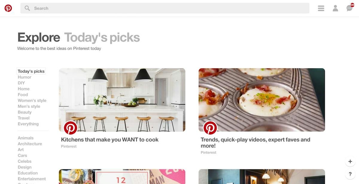 Pinterest — visual discovery feed of Pins and boards