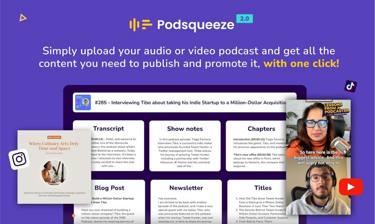 Podsqueeze — generated show notes and transcript view