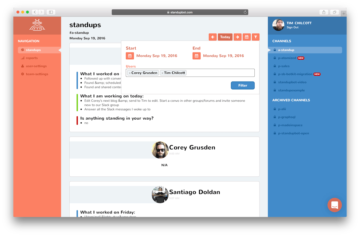 Standup Bot — automated Slack standup summary