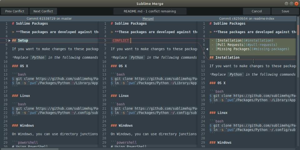 Sublime Merge — line-by-line staging view