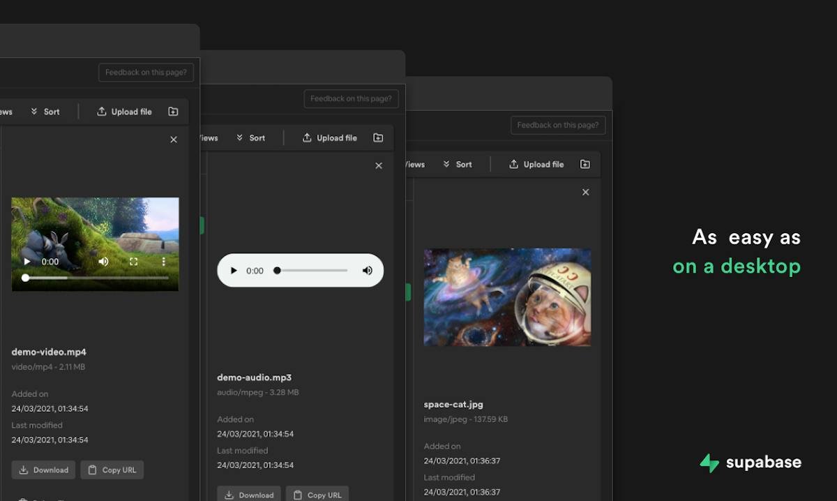 Supabase — project dashboard with table editor view