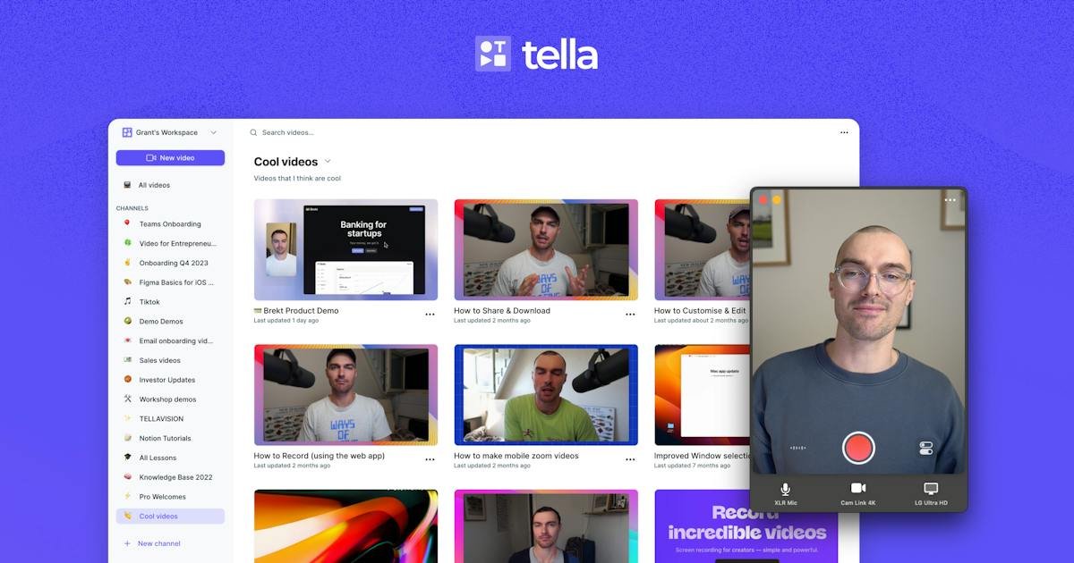 Tella — multi-clip screen recording and editing view