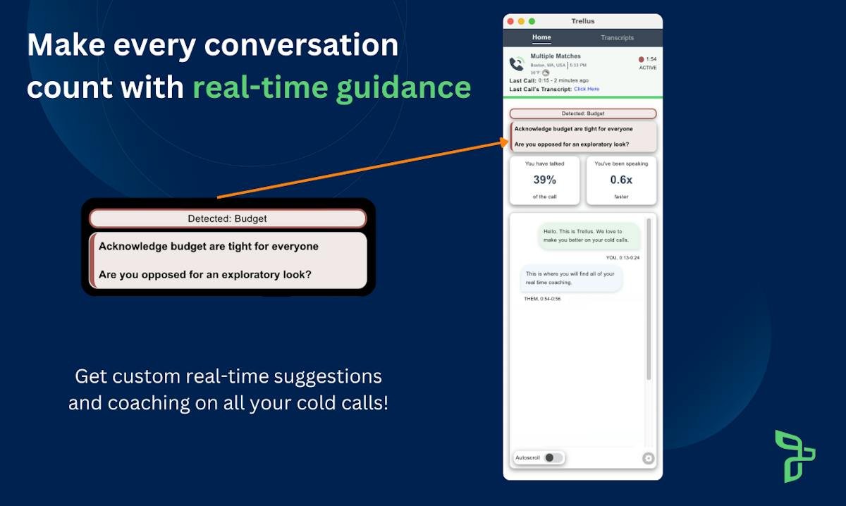 Trellus — live AI coaching during a cold call