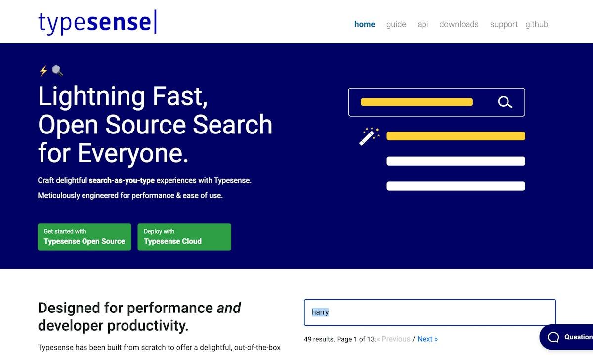 Typesense — open source search engine dashboard