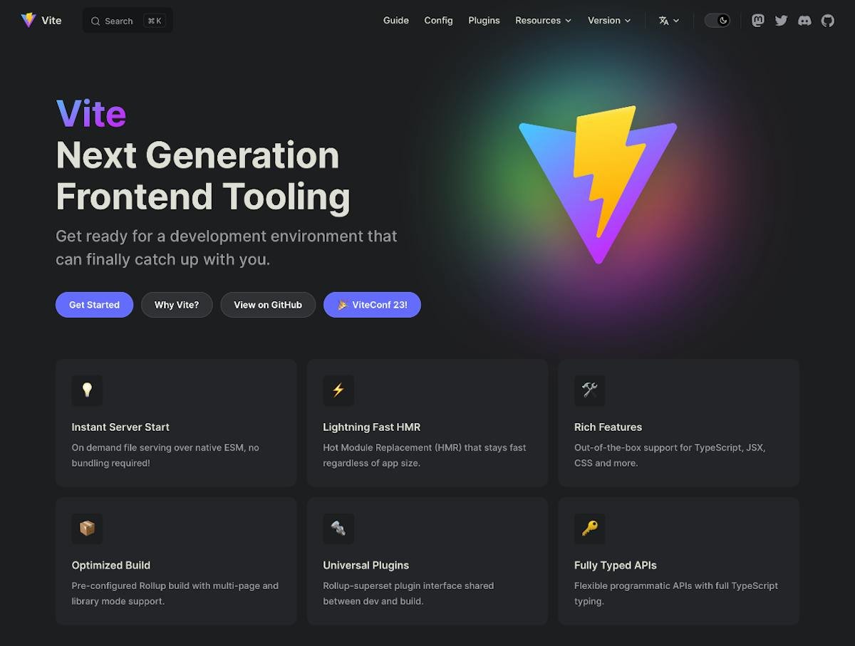 Vite — dev server startup speed comparison