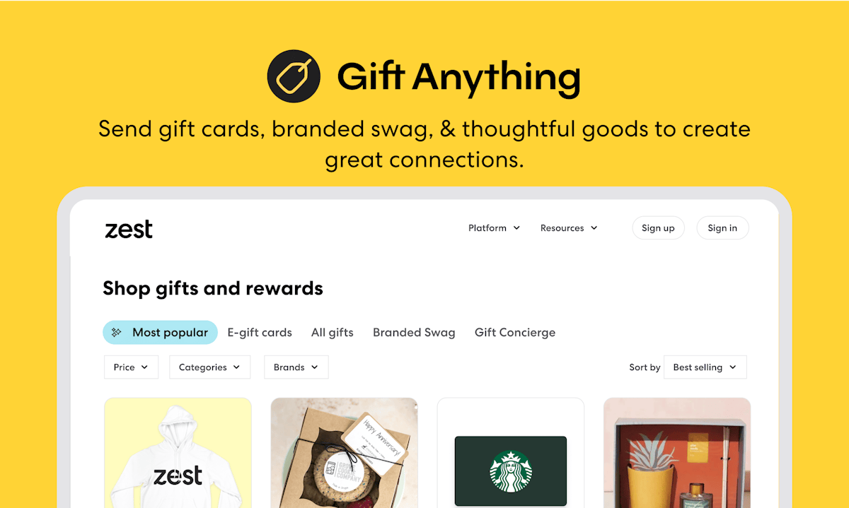 Zest — B2B gift campaign management dashboard